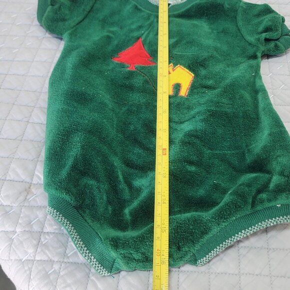 Vintage Health-tex Green Terry Cloth Baby Romper Christmas Tree House... - Picture 5 of 5